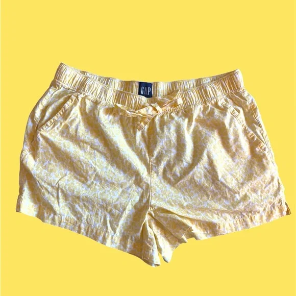 2 Piece GAP Women's Yellow Floral Short Sleeve Pajama Set - Size Large - Picture 4 of 9